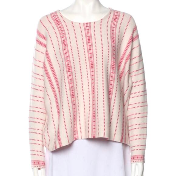 Maje Mauve Dot Striped Oversized Boxy Sweater Cream Pink 2 M - Picture 4 of 10